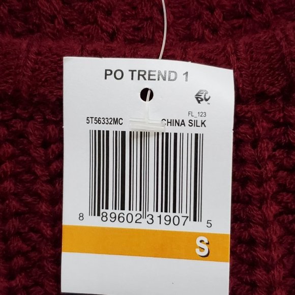 Freshman Wine Colored Mixed Knit Crop Style Round Neck Sweater NEW S (Juniors) - Picture 9 of 12